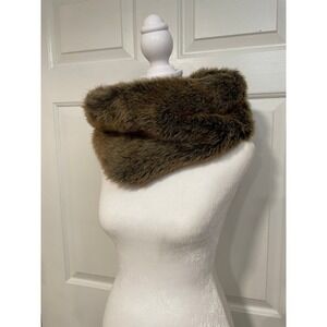 Faux Fur Restoration Hardware Luxe Pull Through Scarf Brown Muff Hand Warmer